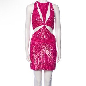 Retrofete Small Pink Sequin Cut-Out Dress